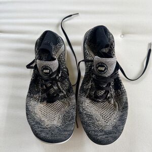Nike Free RN Flyknit Black White Running Shoes Mens Size 7